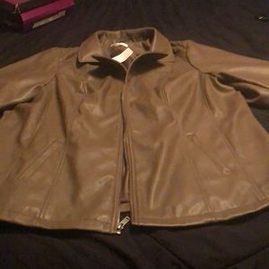 Tan leather womens leather jacket brand Cj Banks